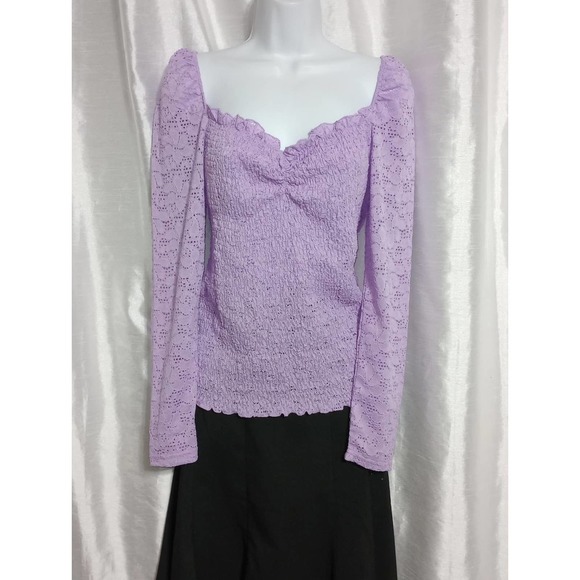 ROMANTIC VENUS Purple Blouse Sexy Lilac Lace Top - Picture 5 of 9